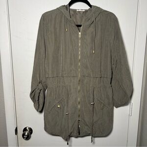 Maurices XL Olive Drawstring Cinched Satin Feel Jacket